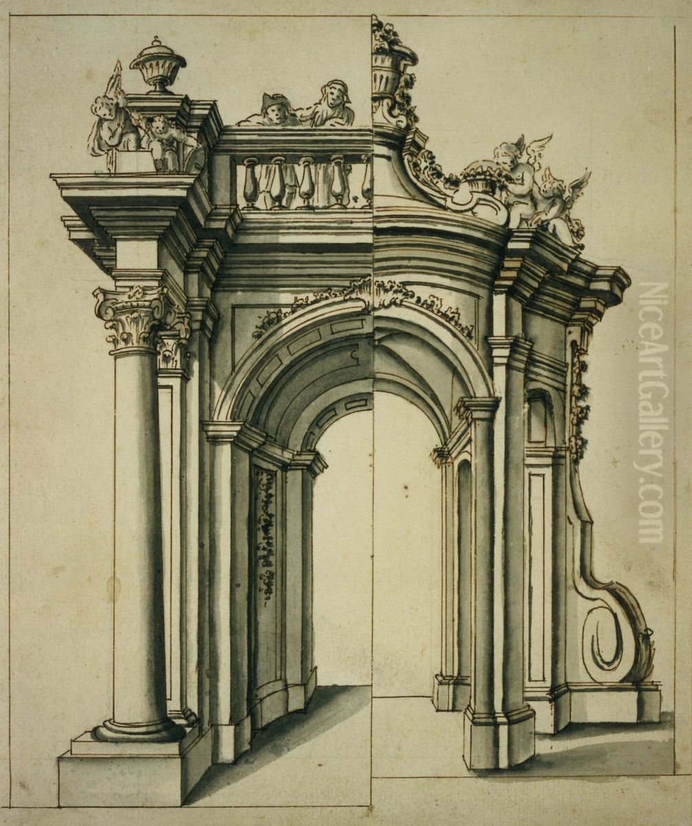 Design for a portal Oil Painting by unknown
