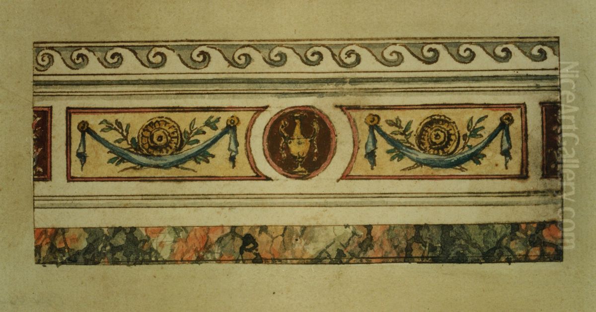 Design for a decorative detail of a ceiling Oil Painting by unknown