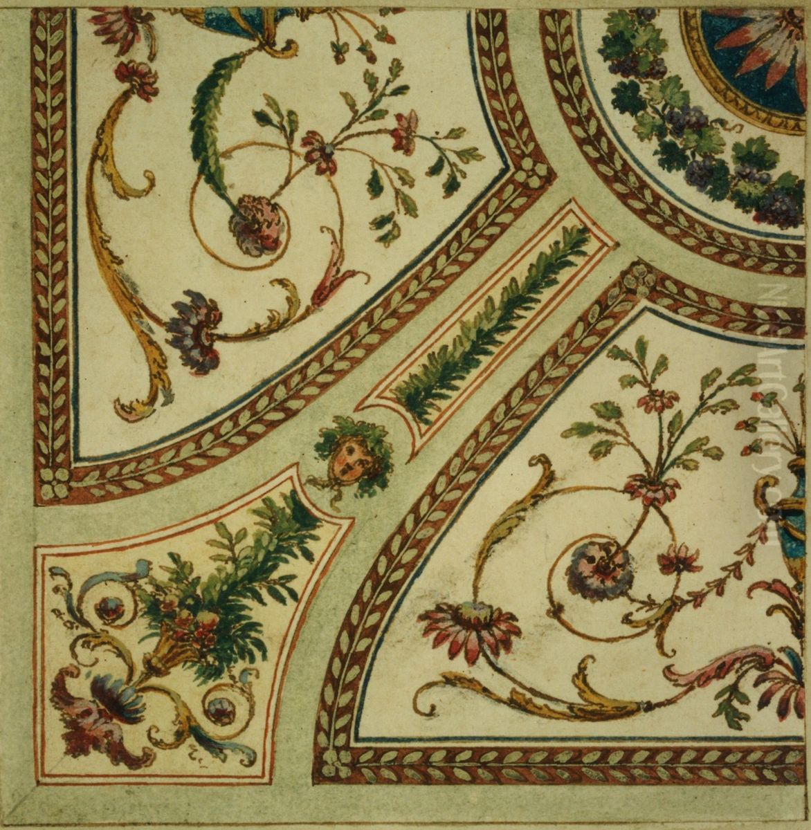 Detailontwerp voor de versiering van een plafond Oil Painting by unknown