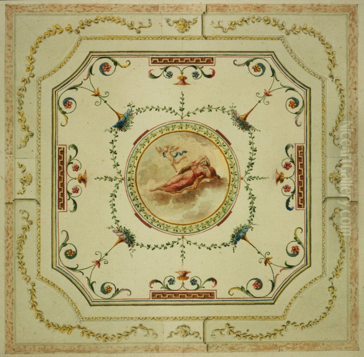Entwurf fur die Verzierung einer Decke in klassizistischem Stil Oil Painting by unknown