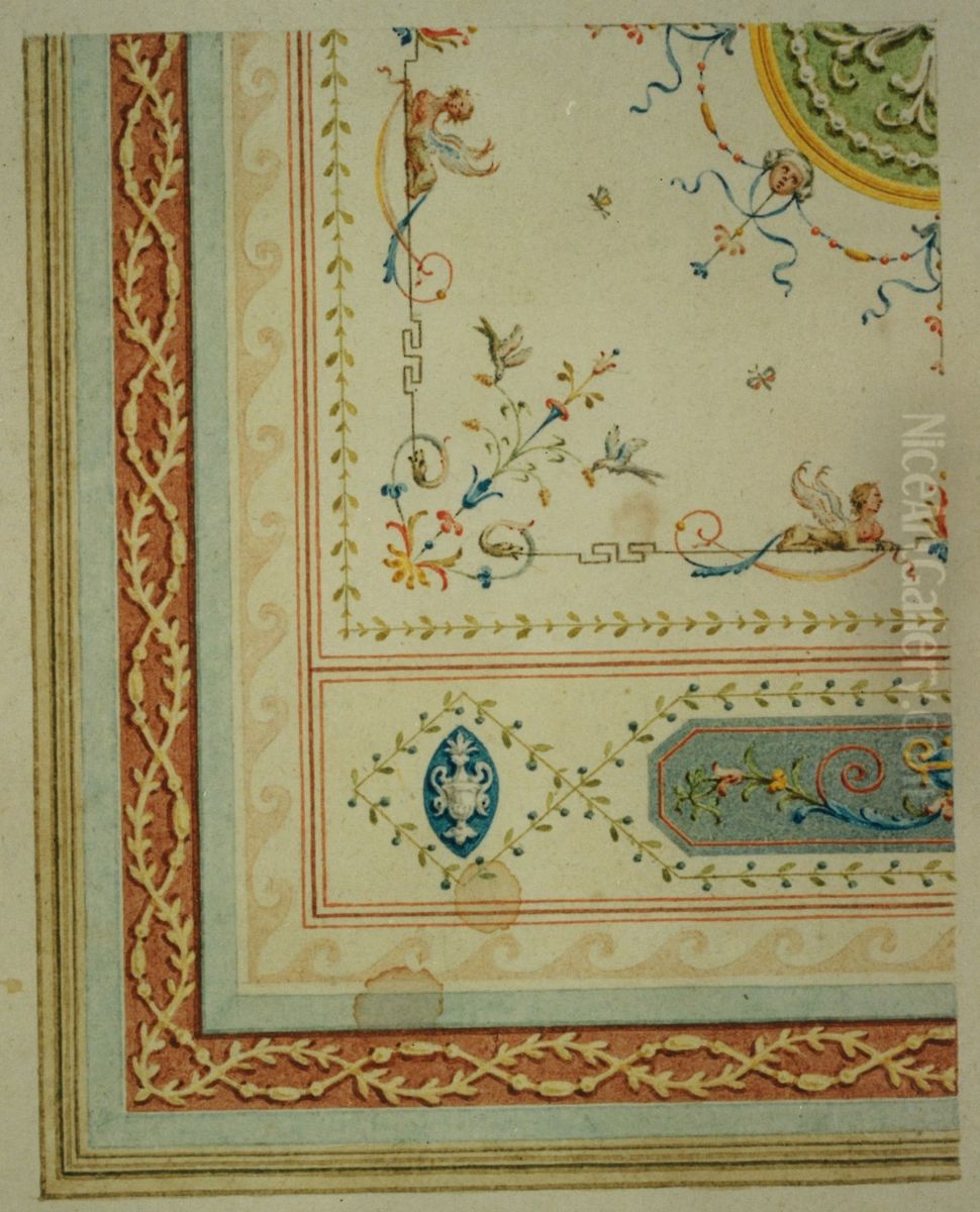 Detailentwurf fur die Verzierung einer Decke in klassizistischem Stil Oil Painting by unknown