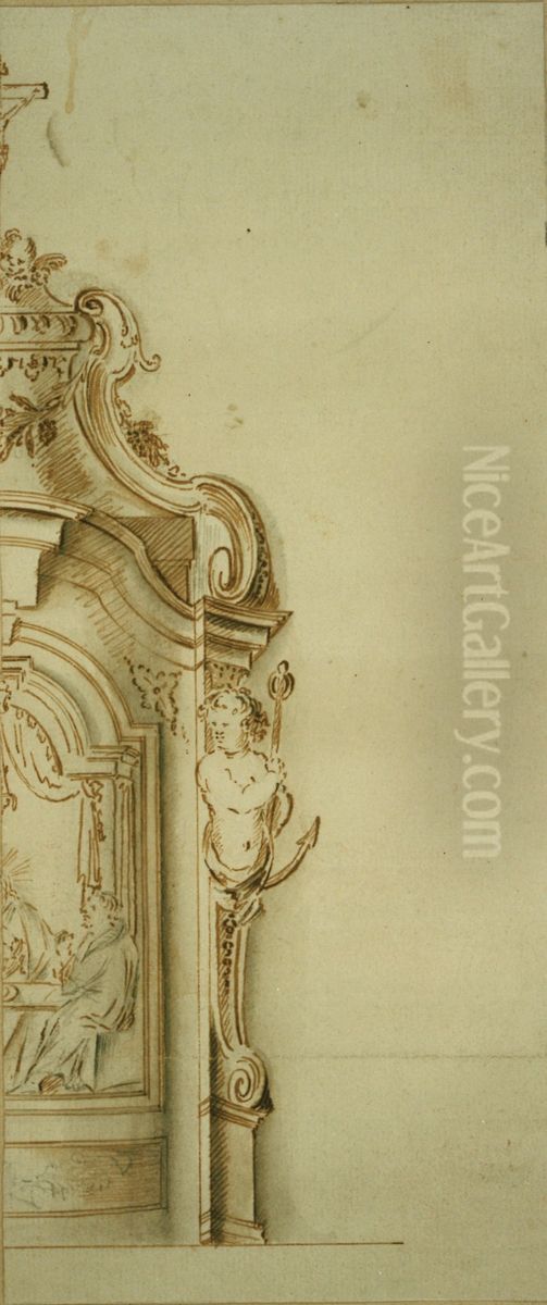 Design for the right-hand half of a tabernacle Oil Painting by Alexander van Papenhoven