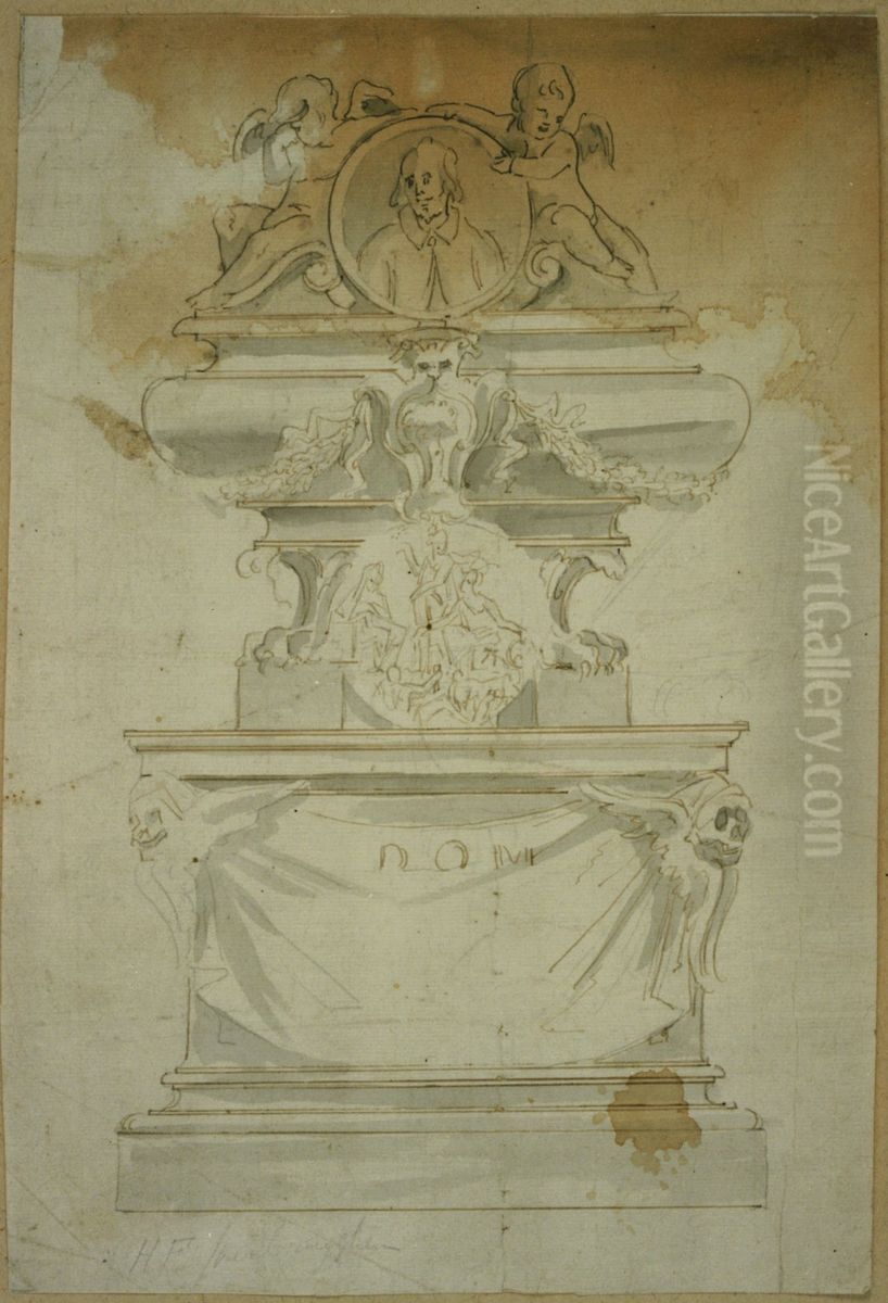 Design for a monumental tomb Oil Painting by unknown