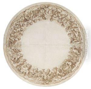 Ebauche pour le bord d'un plat decoratif representant une bacchanale avec des enfants