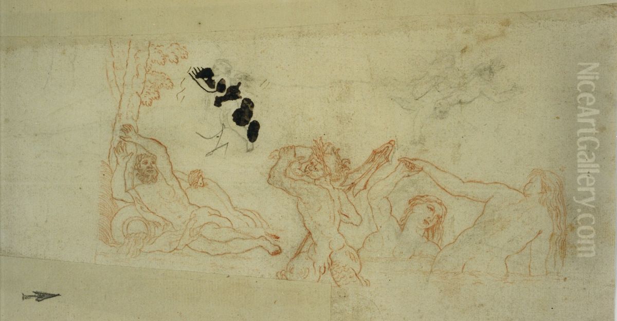 Szene mit Flussgott und Nymphen Oil Painting by unknown