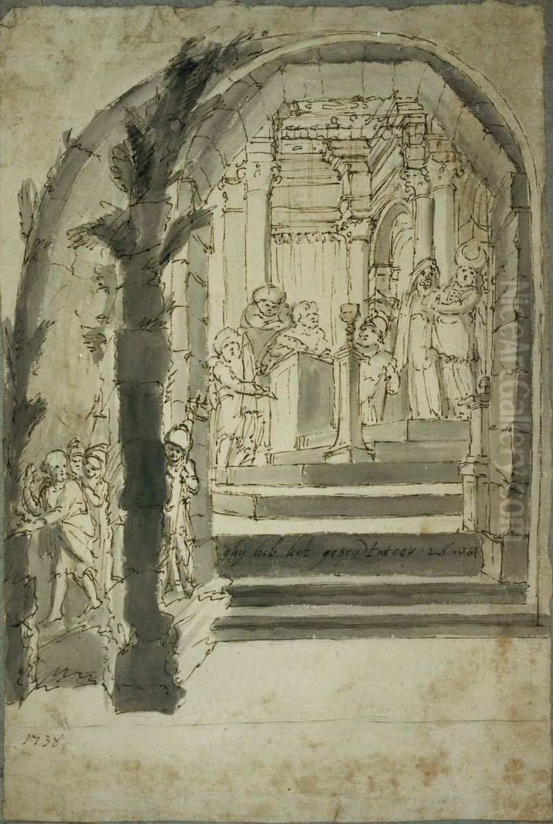 Scene from the Passion of Christ: interrogation by Pontius Pilate Oil Painting by unknown