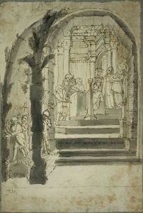 Scene from the Passion of Christ: interrogation by Pontius Pilate