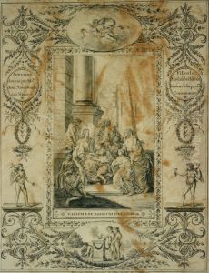 Title page (?) drawn on the occasion of a first communion, depicting Christ surrounded by children