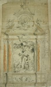 Autel representant saint Sebastien soigne par des anges