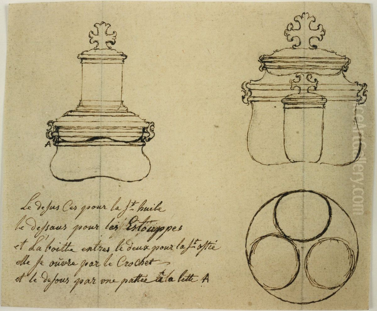 Design for a pot for extreme unction and for a pyx Oil Painting by unknown