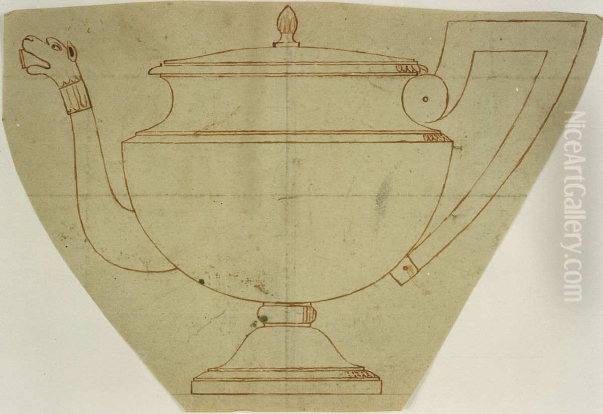 Design for a silver teapot Oil Painting by unknown