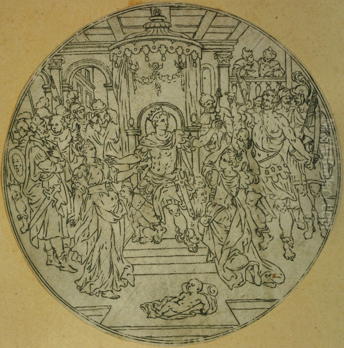 Medaillon mit Darstellung des Urteils von Salomon Oil Painting by unknown