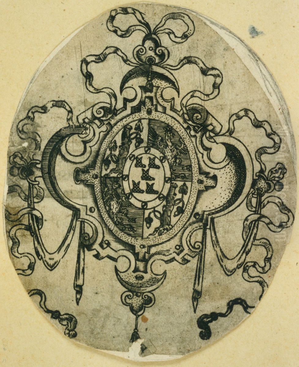 Ebauche de decoration avec blason Oil Painting by unknown