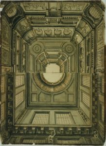 Double ebauche pour un plafond monumental style Louis XIV