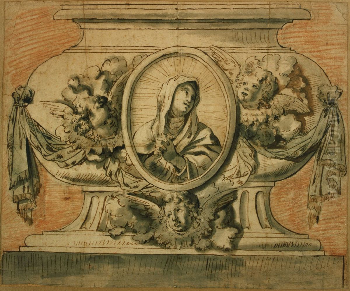 Reliquiensarkophag mit Darstellung von Unserer Lieben Frau im Gebet Oil Painting by Pieter Scheemaeckers