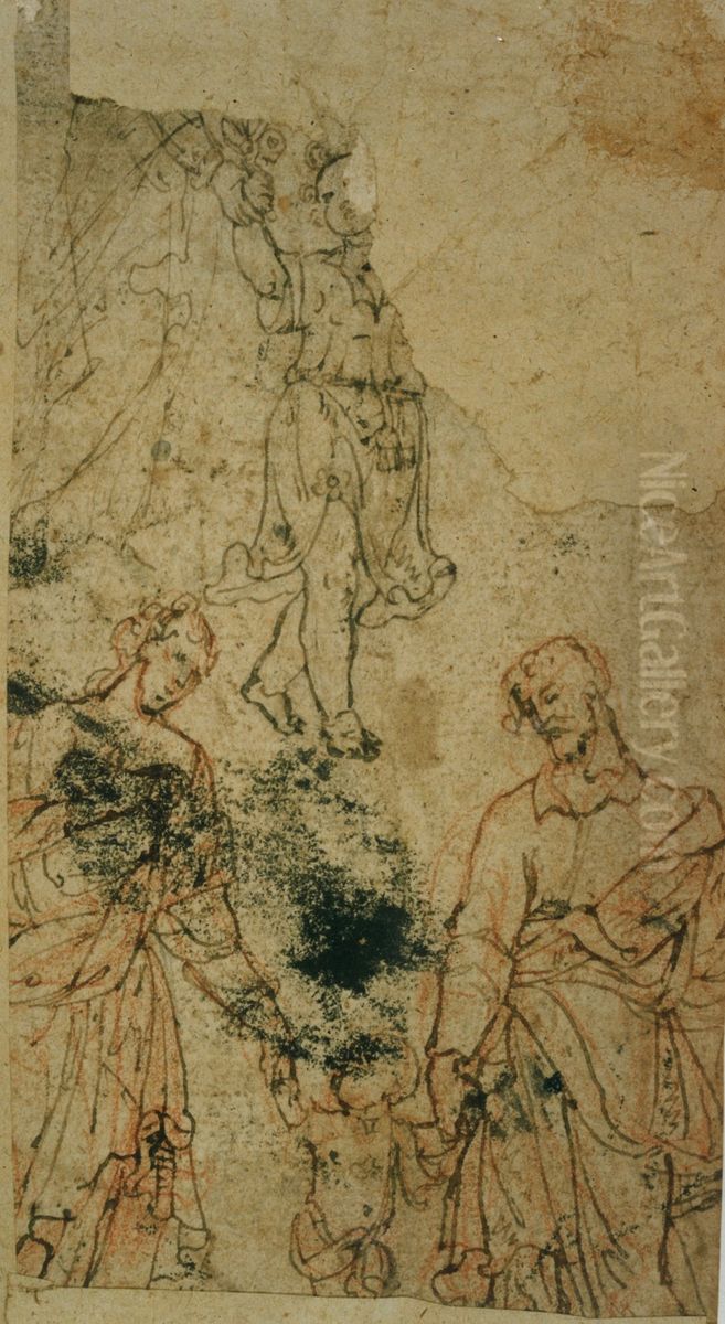 Skizze der heiligen Familie (?) Oil Painting by unknown