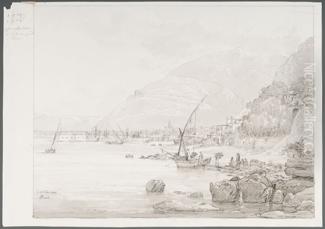 Italian Landscape Oil Painting by Johan Wilhelm Ludwig Dahl
