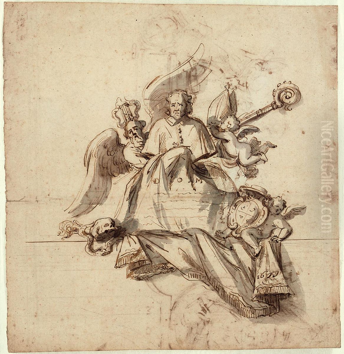 Entwurf fur das Grabmal von Bischof Aubertus van den Eede, 1679 Oil Painting by Pieter Verbrugghen the Elder