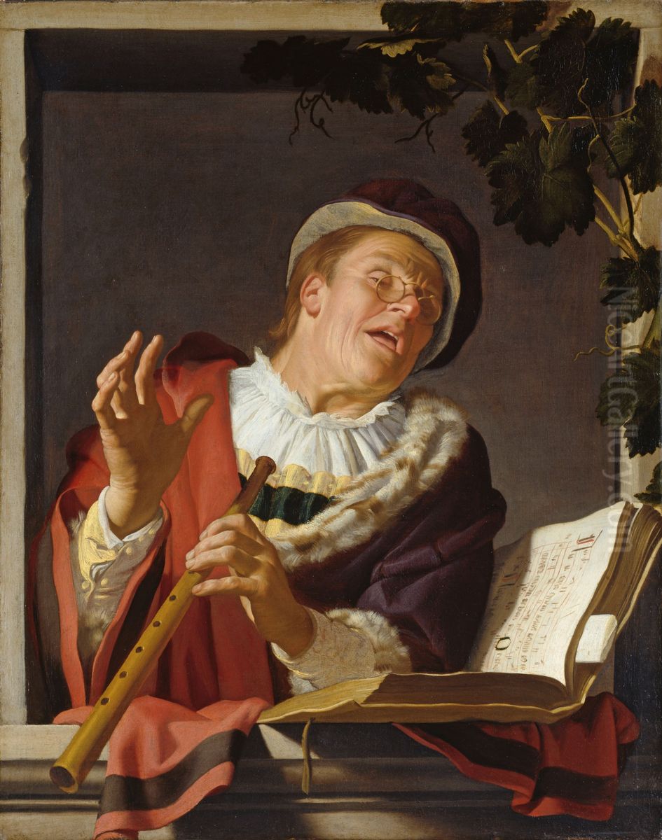 Singing flute player Oil Painting by Gerard van Honthorst