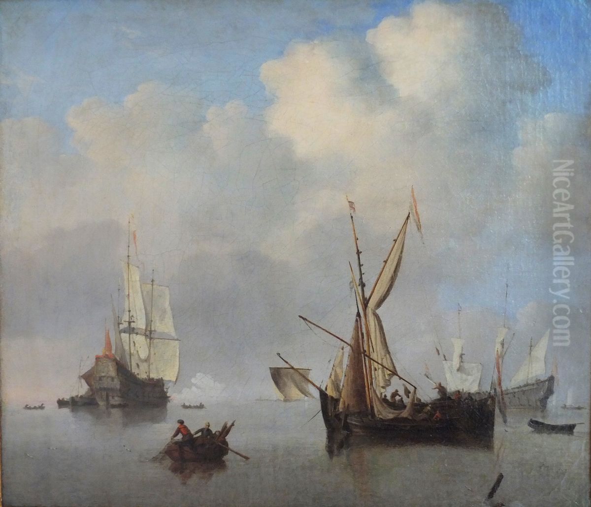 Shipping on a Calm Sea Oil Painting by Willem van de Velde the Younger