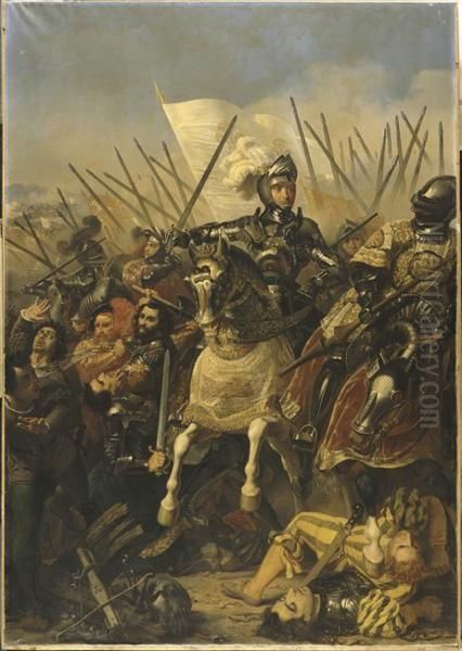 Battle of Agnadel, 14th May 1509 Oil Painting by Pierre-Jules Jollivet