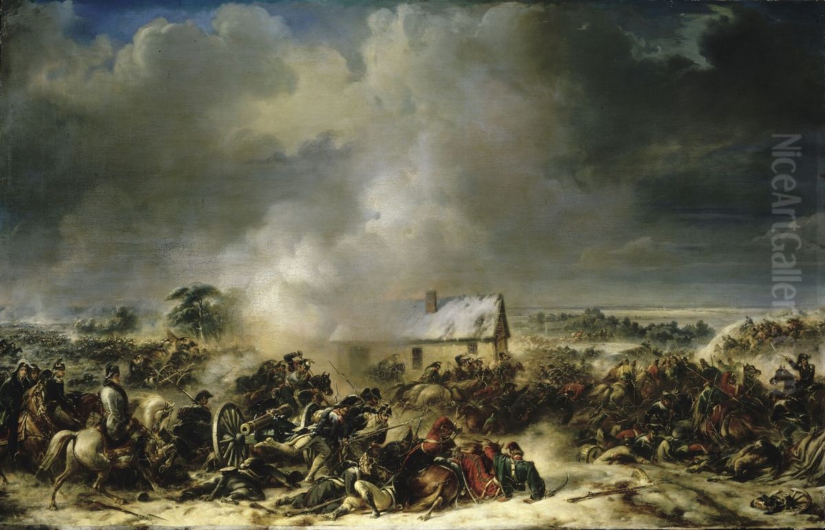 Bataille de Hoff, 6 fevrier 1807 Oil Painting by Jean-Charles Langlois