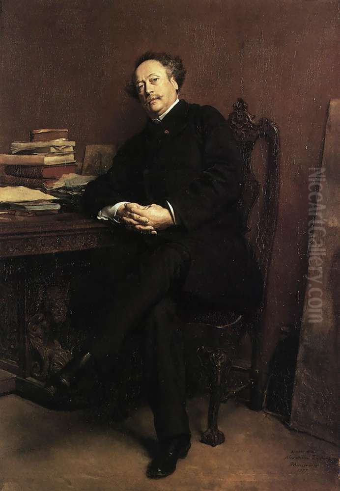 Alexandre Dumas Fils (1824-1895) Oil Painting by Jean-Louis-Ernest Meissonier