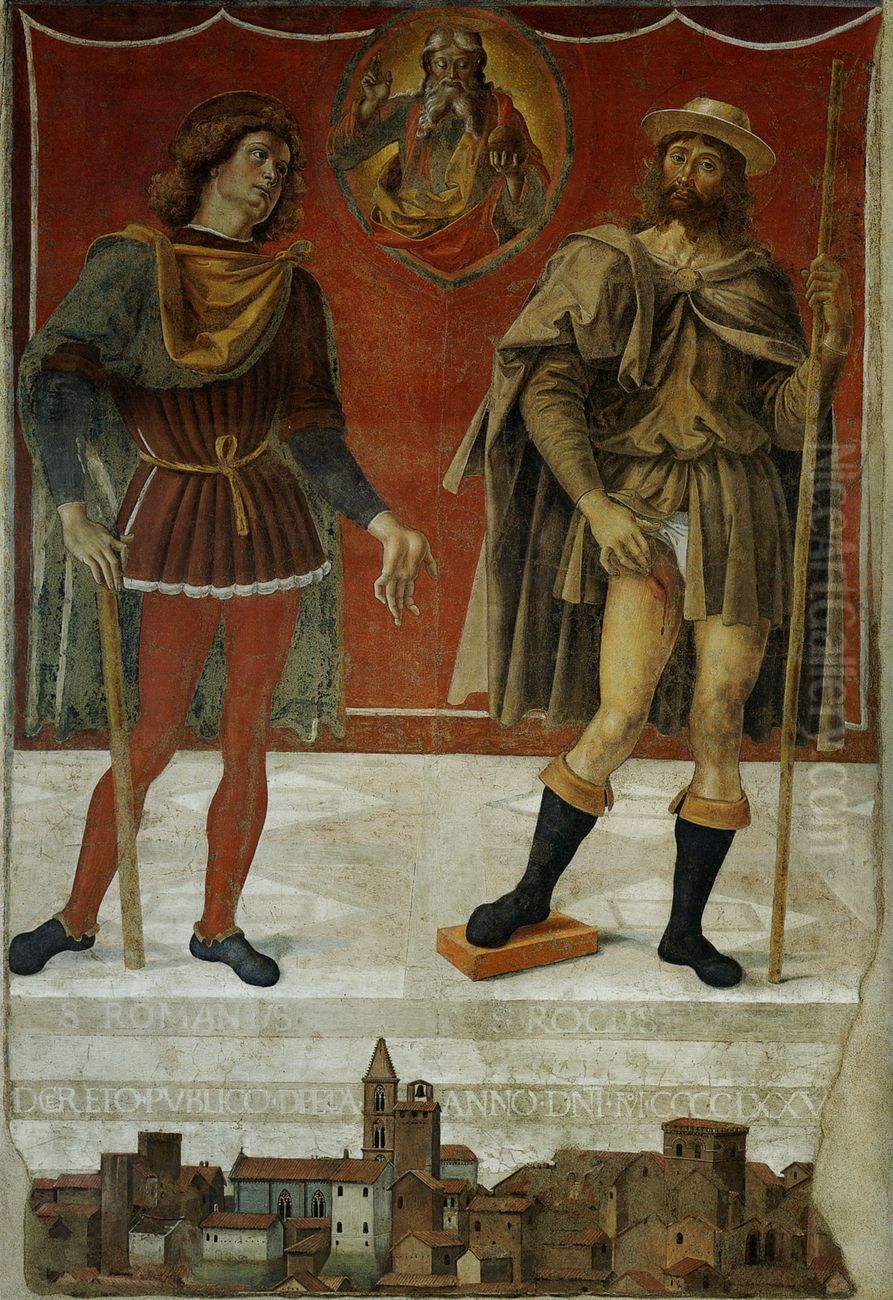 God the Father with Two Saints Oil Painting by Pietro Vannucci Perugino