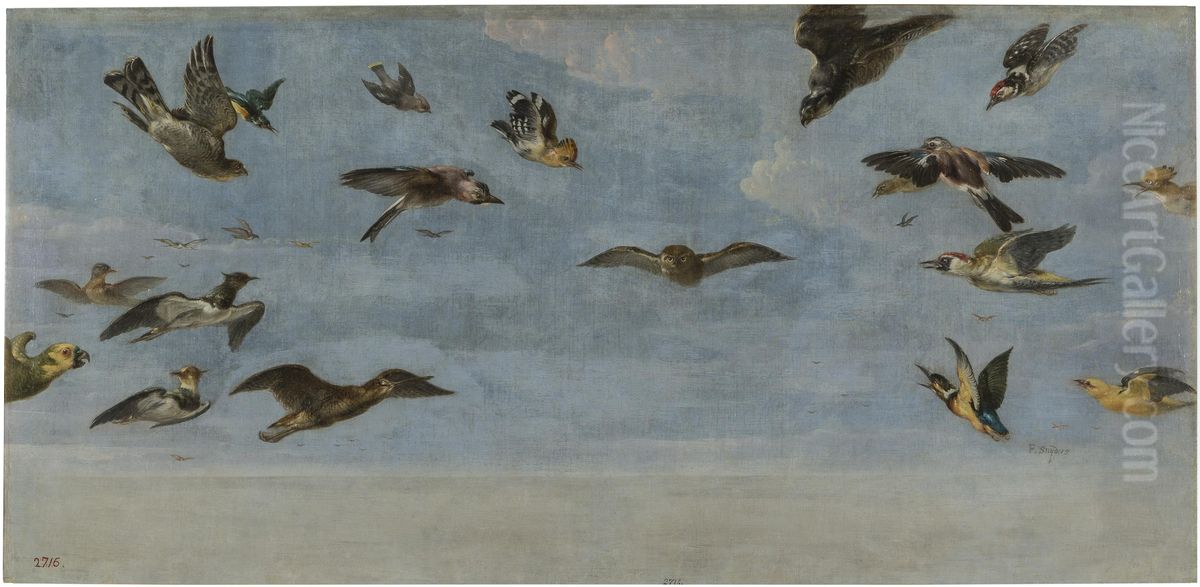 A little owl and a flock of bird Oil Painting by Frans Snyders