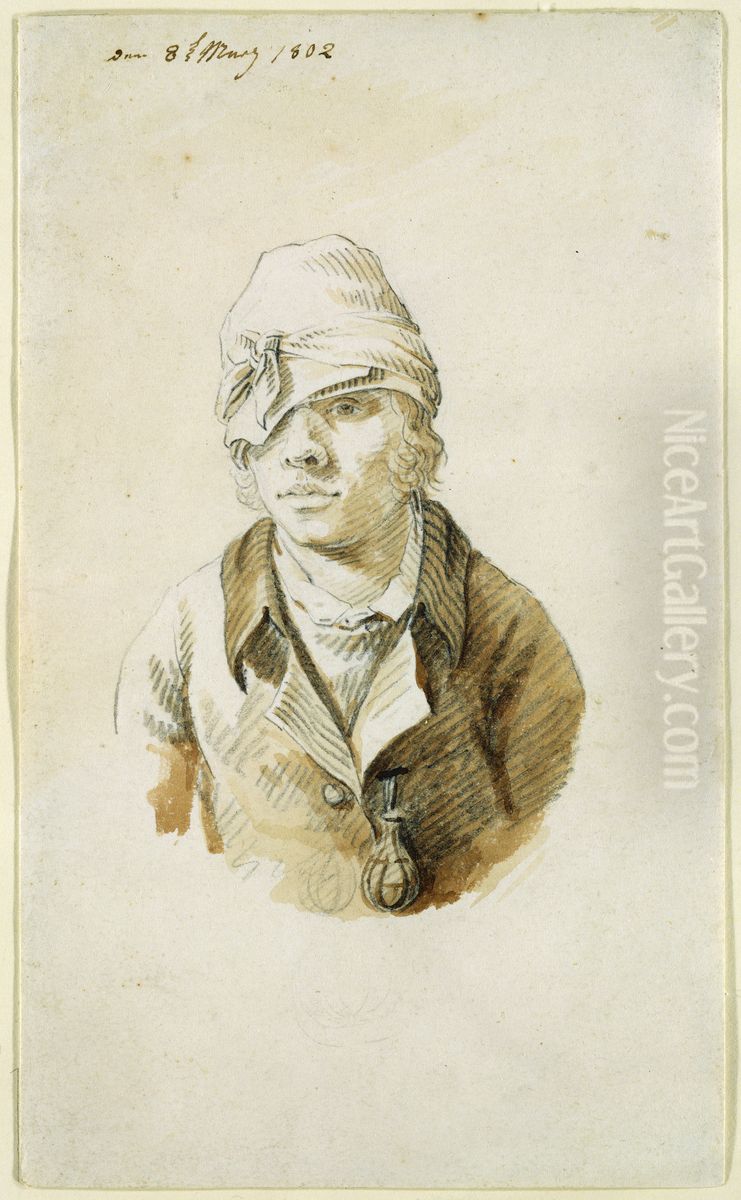 Self-portrait with cap and visor flap Oil Painting by Caspar David Friedrich