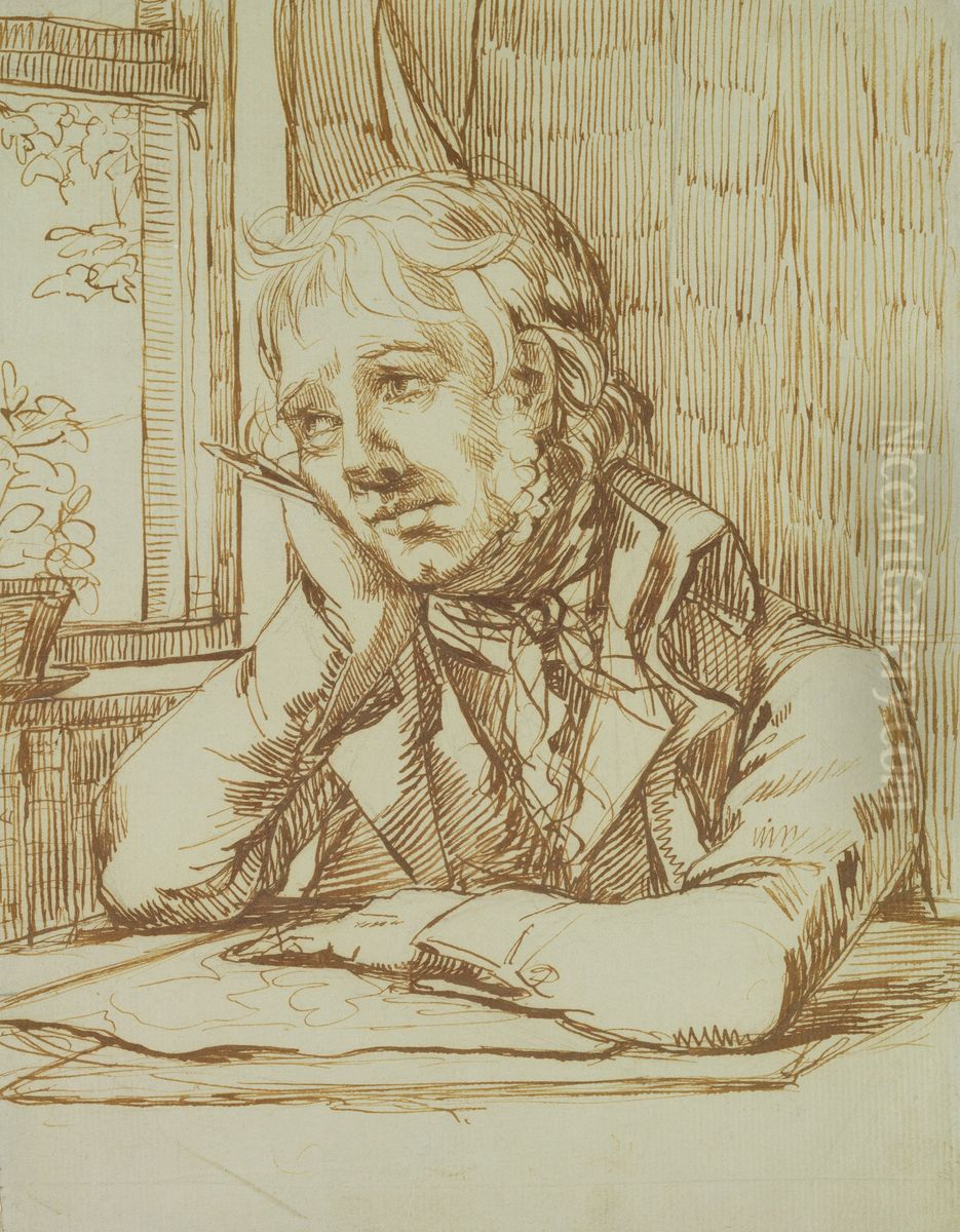 Self-portrait with supported arm Oil Painting by Caspar David Friedrich