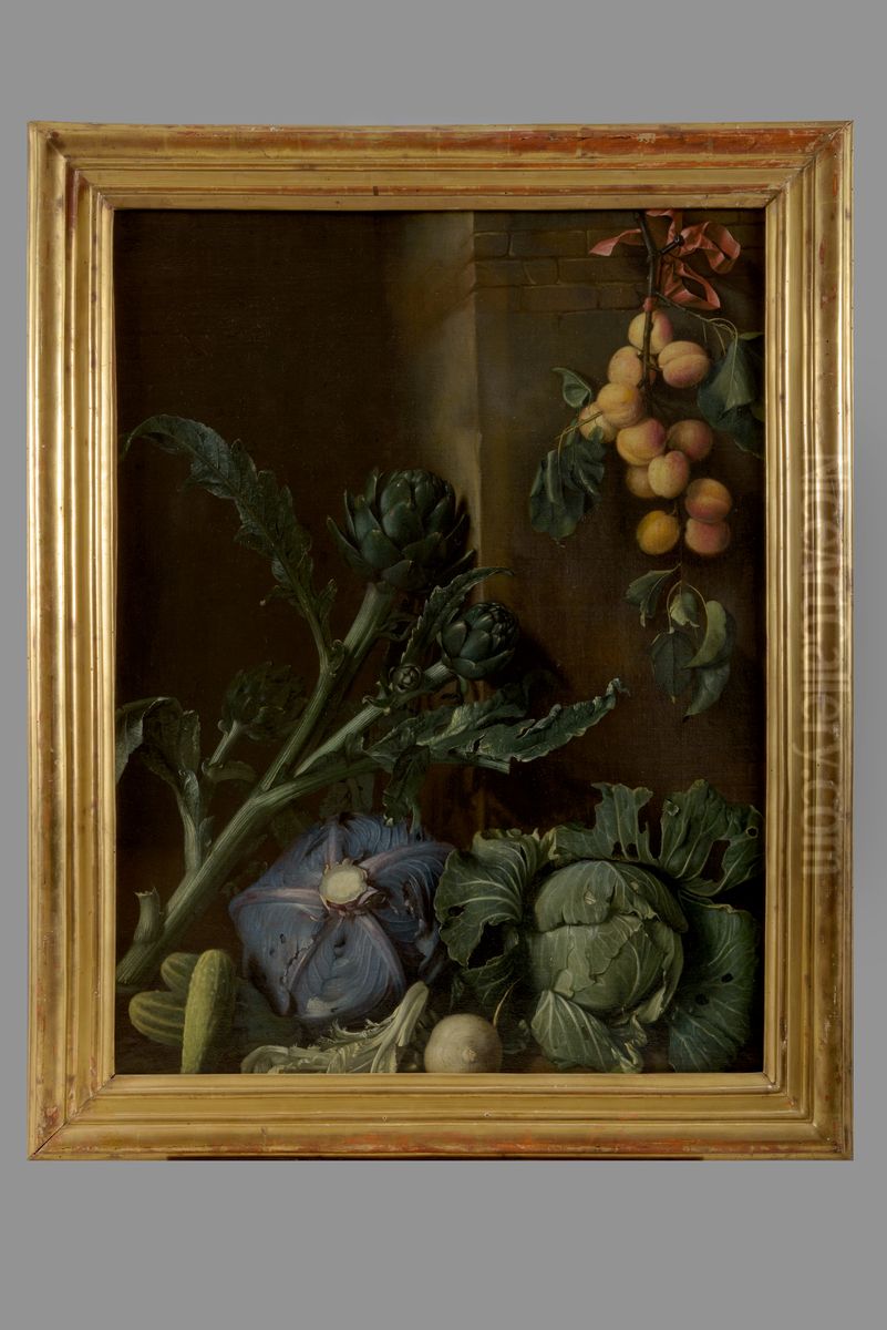 Nature morte aux legumes et abricots Oil Painting by Pierre Dupuis