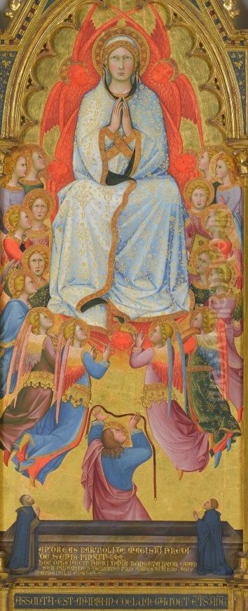 The Assumption of the Virgin with St. Thomas and Two Donors (Ser Palamedes and his Son Matthew) Oil Painting by Andrea Di Bartolo