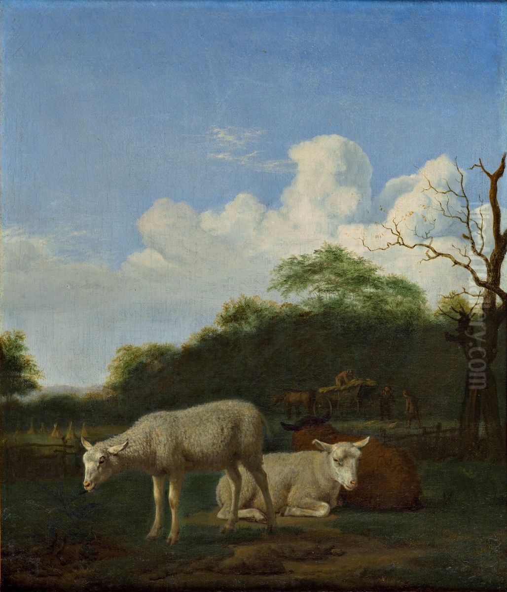 Three Sheep Oil Painting by Adriaen Van De Velde