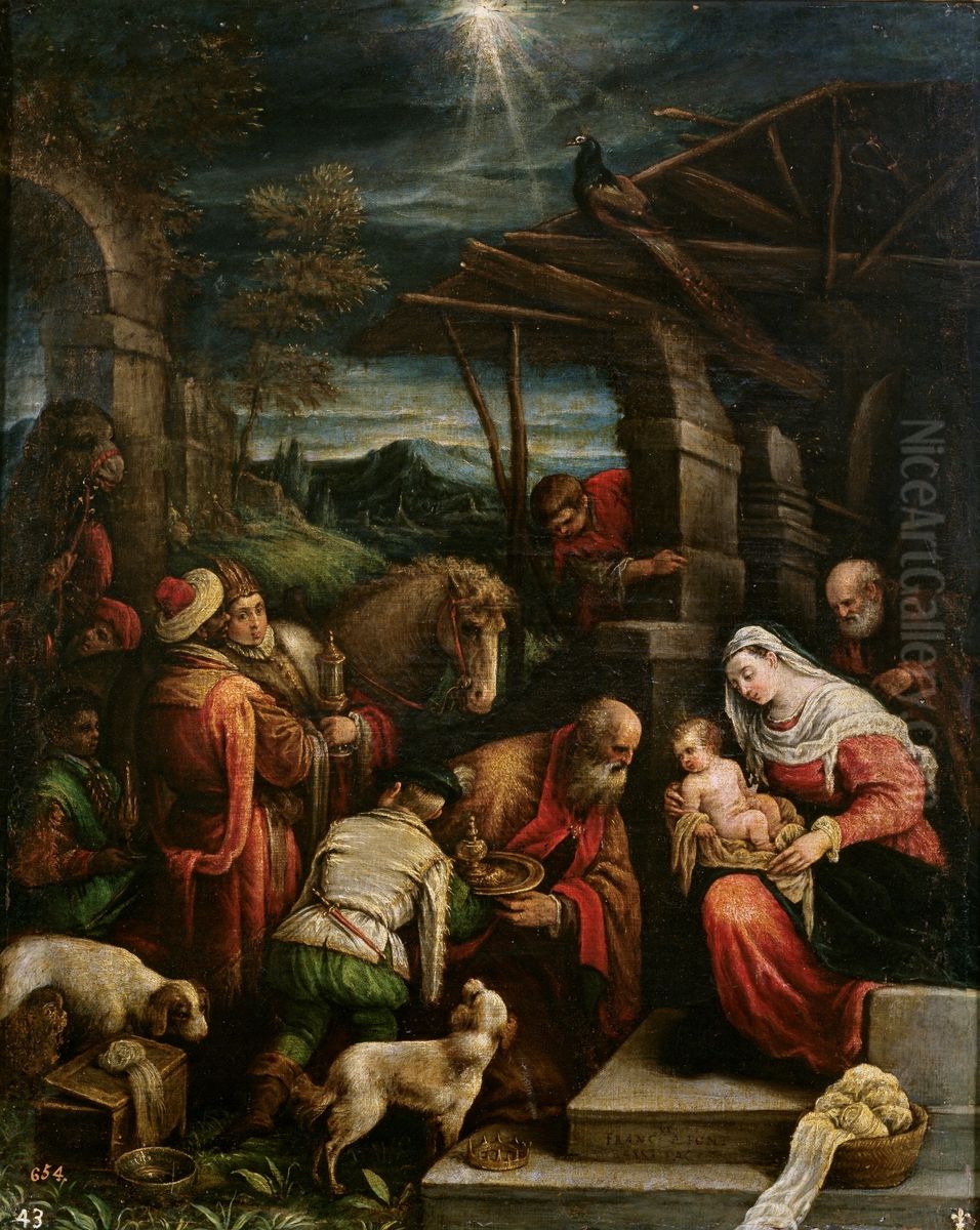 Adoracion de los Reyes Magos Oil Painting by Francesco Bassano the Younger