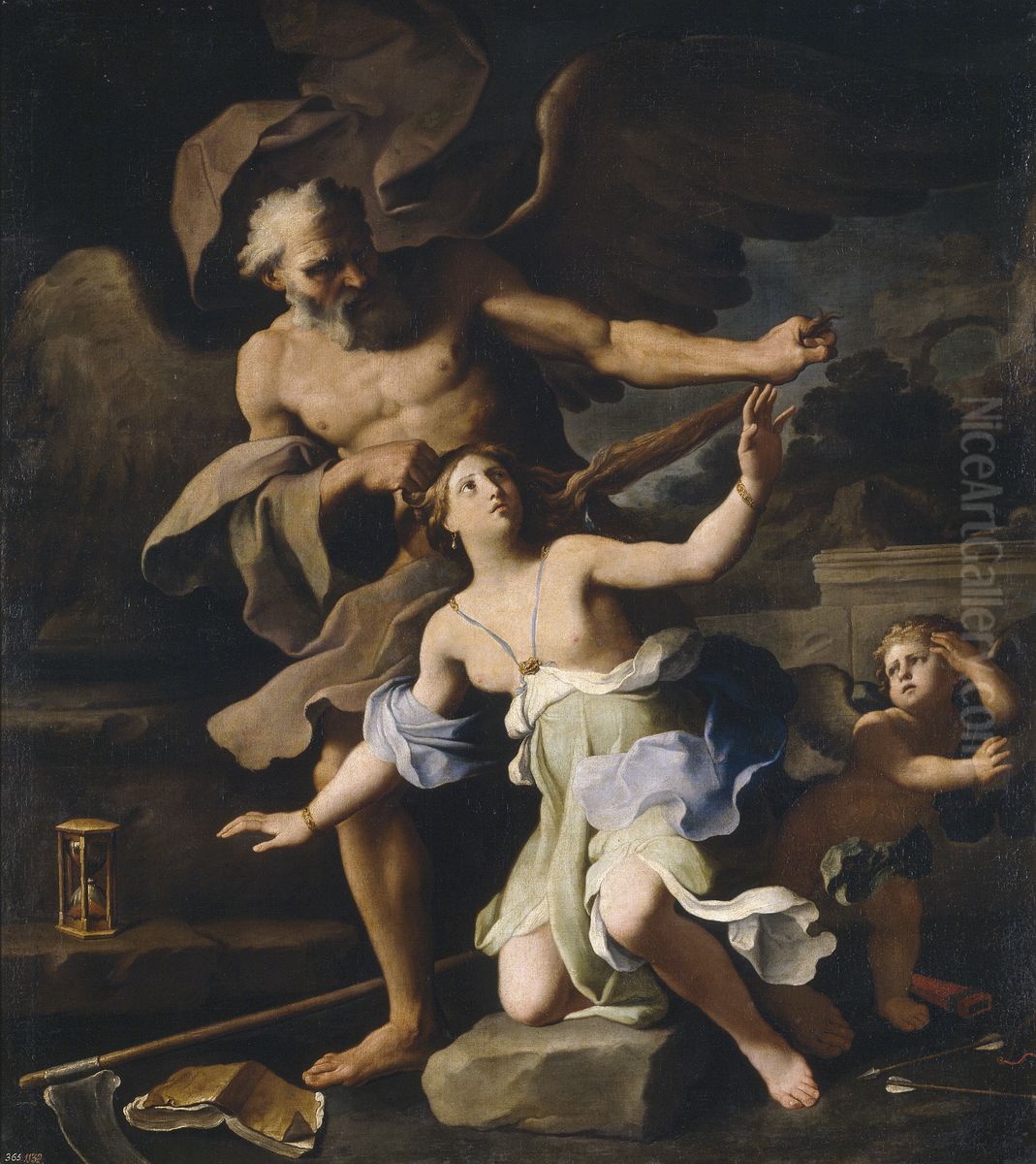 El Tiempo destruyendo la Hermosura Oil Painting by Giovanni Domenico Cerrini