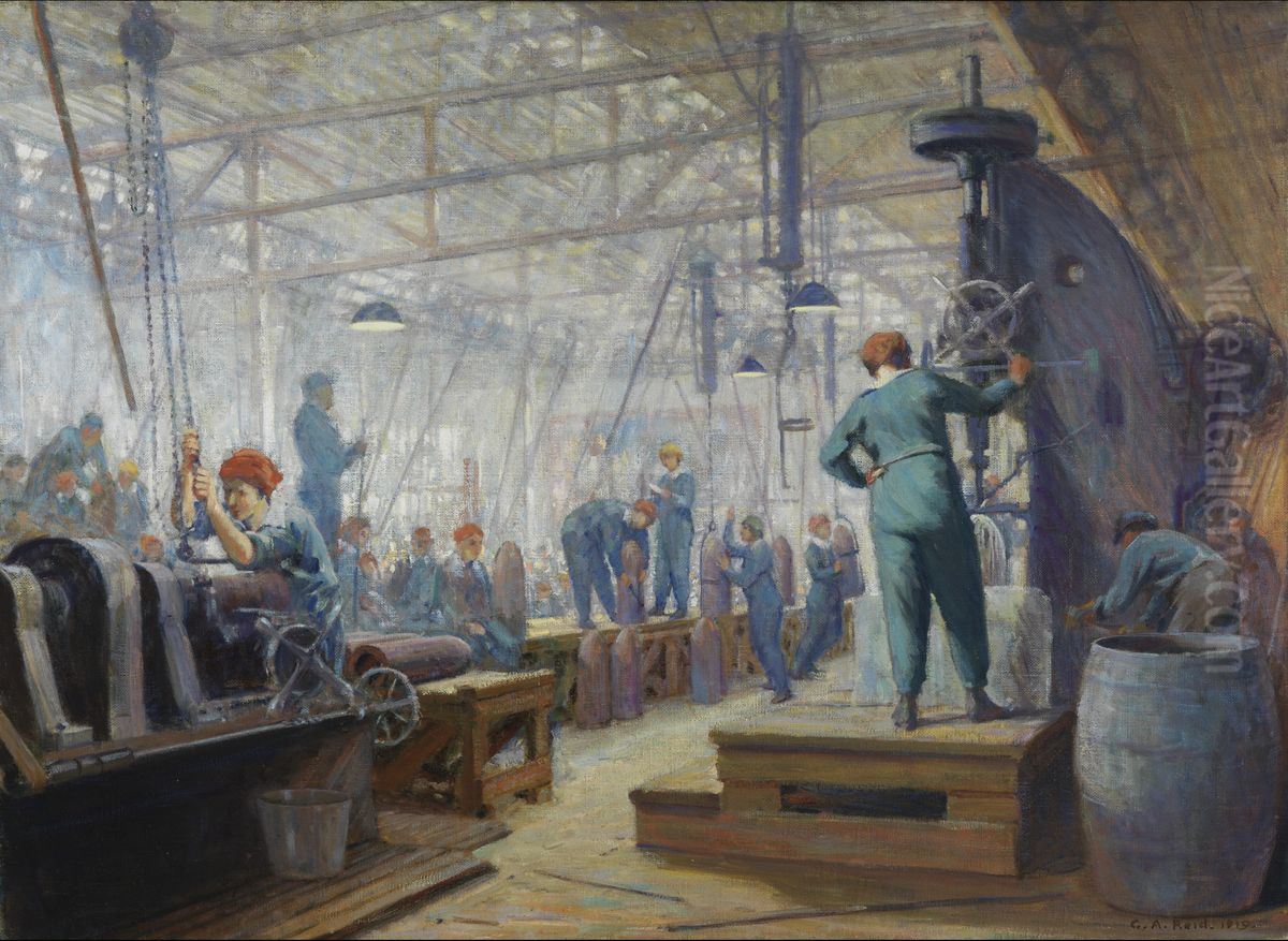 Women Operators Oil Painting by George Agnew Reid