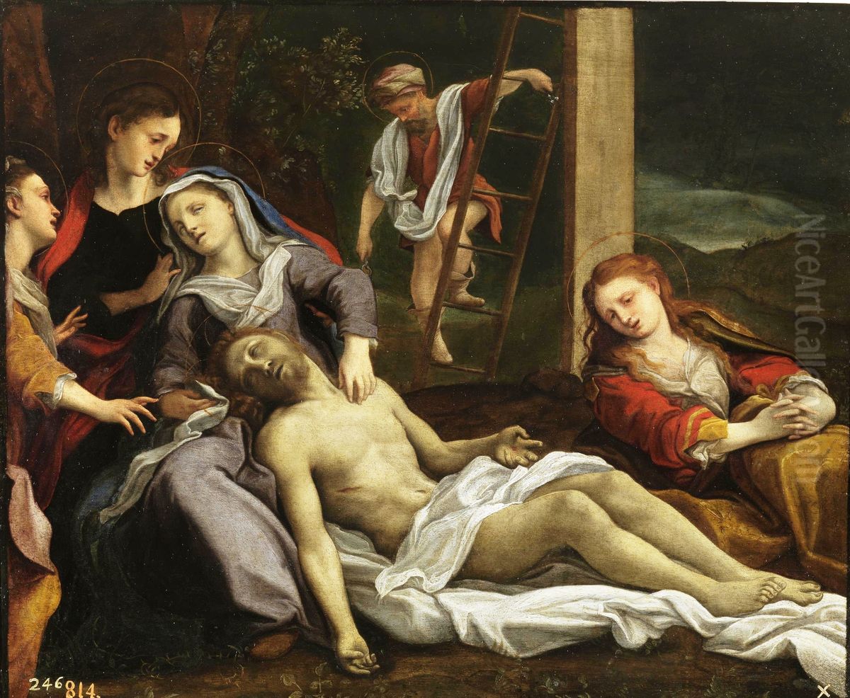 El Descendimiento o La Quinta Angustia Oil Painting by Antonio da Correggio