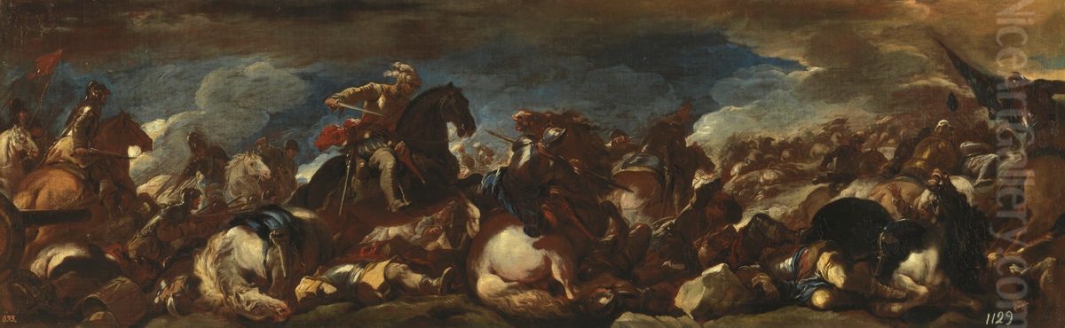 La batalla de sant Quinti Oil Painting by Luca Giordano