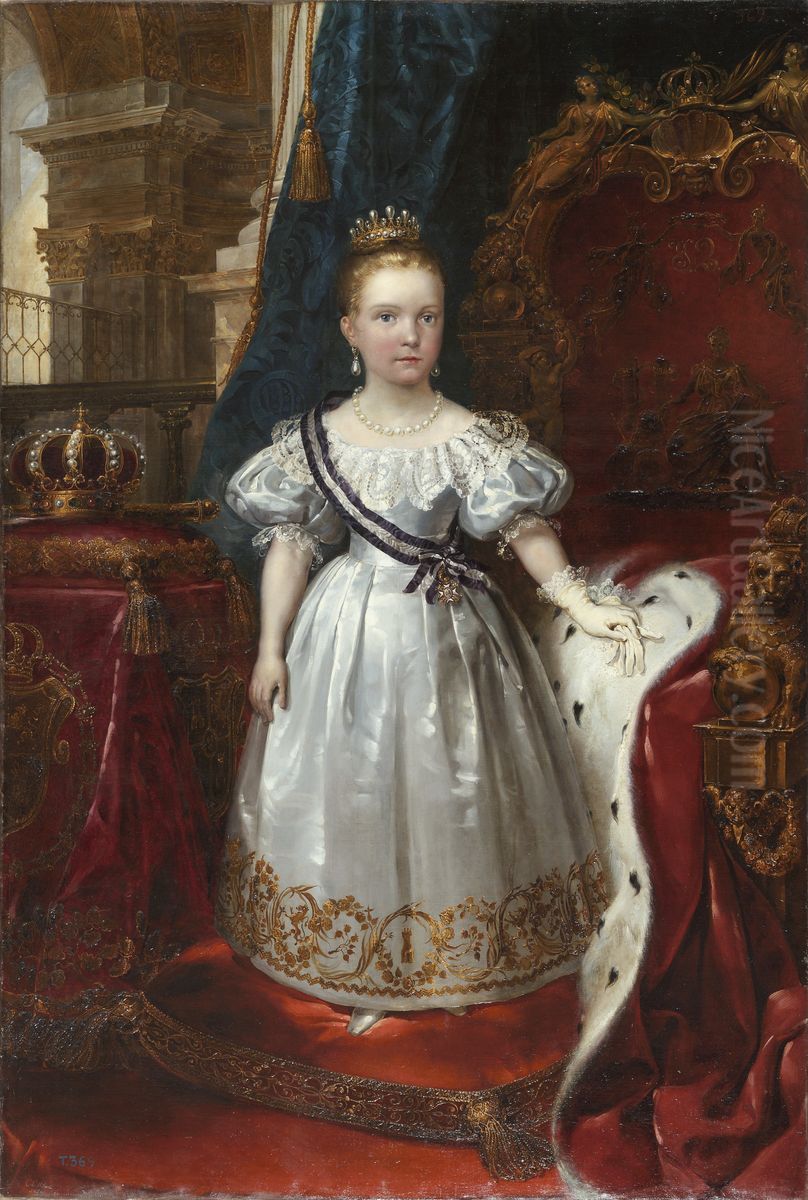 La reina nina Isabel II de Espana Oil Painting by Carlos Luis de Ribera y Fieve