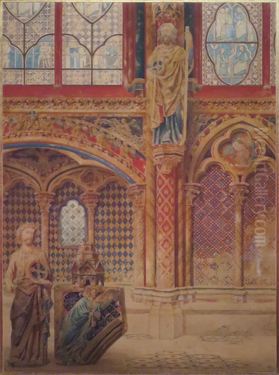 Interieur de la Sainte-Chapelle Oil Painting by Felix Louis Jacques Duban
