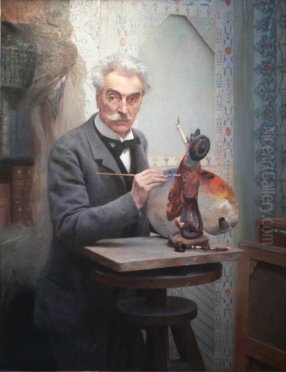 Sculptor working. Gerome in his workshop Oil Painting by Fernand Cormon