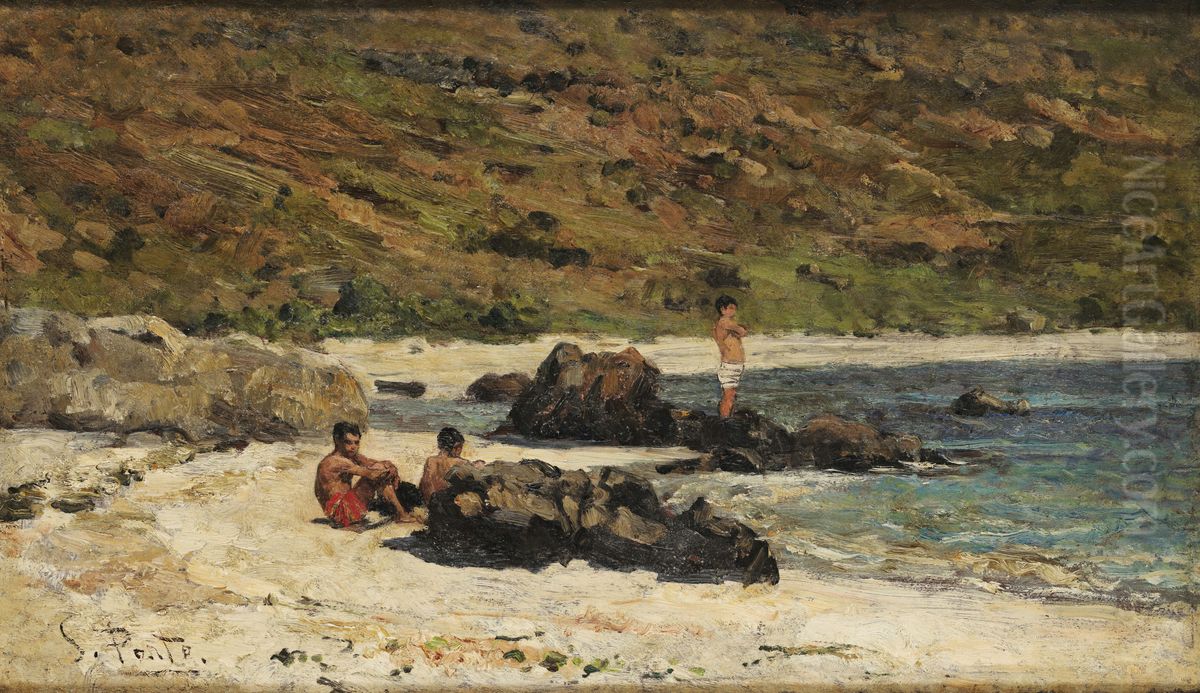 Recanto de praia Oil Painting by Antonio Carvalho de Silva Porto