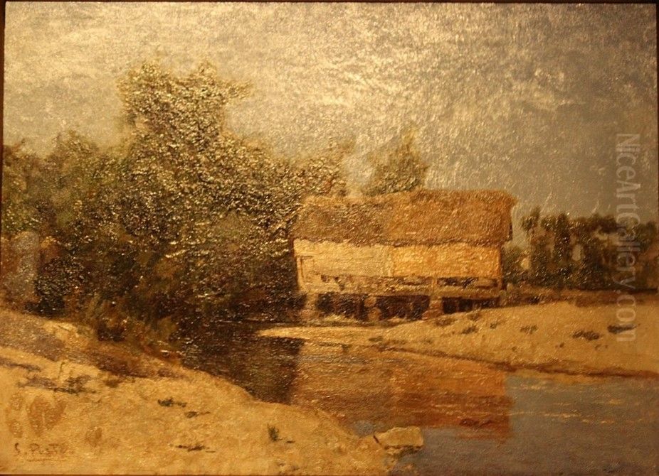 Watermill, Ave borders Oil Painting by Antonio Carvalho de Silva Porto
