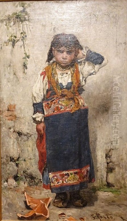 A little misfortune Oil Painting by Antonio Carvalho de Silva Porto