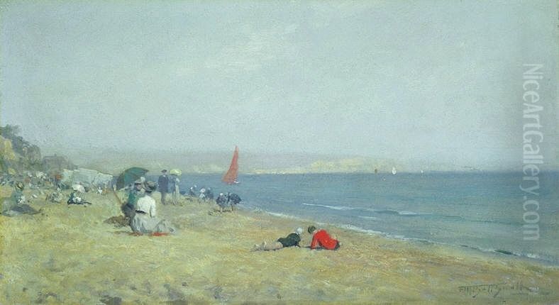 Sunny Sandown, Isle of Wight Oil Painting by Frederic Marlett Bell-Smith