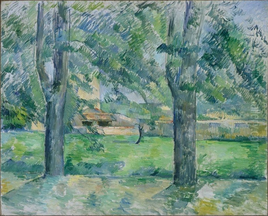 Meadow and Farm of Jas de Bouffan Oil Painting by Paul Cezanne