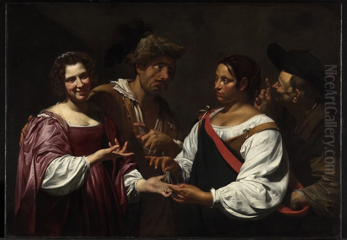 La diseuse de bonne aventure Oil Painting by Simon Vouet