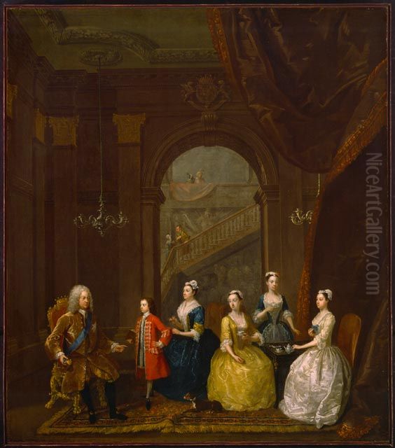Thomas Wentworth, 1st Earl of Strafford (1672-1739)and his family Oil Painting by Gawen Hamilton