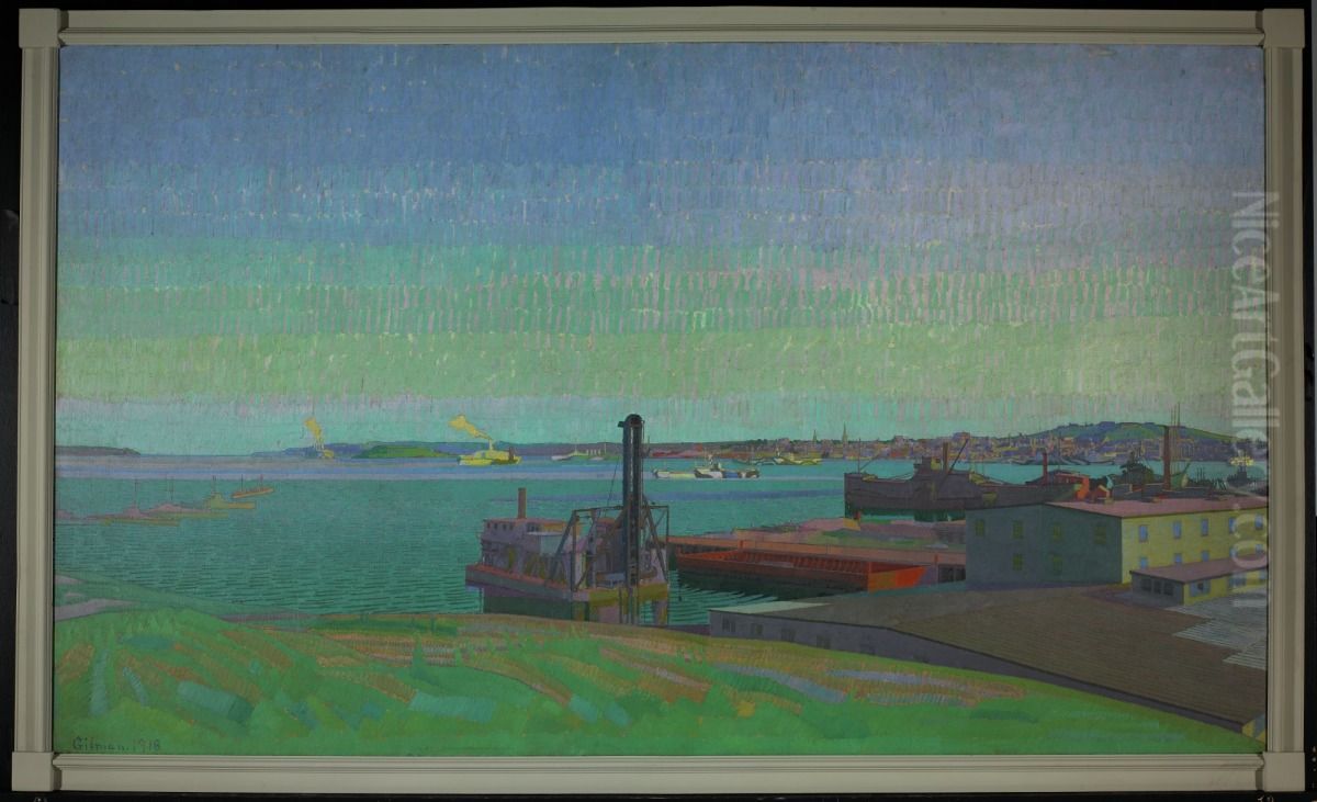 Le port de Halifax Oil Painting by Harold Gilman